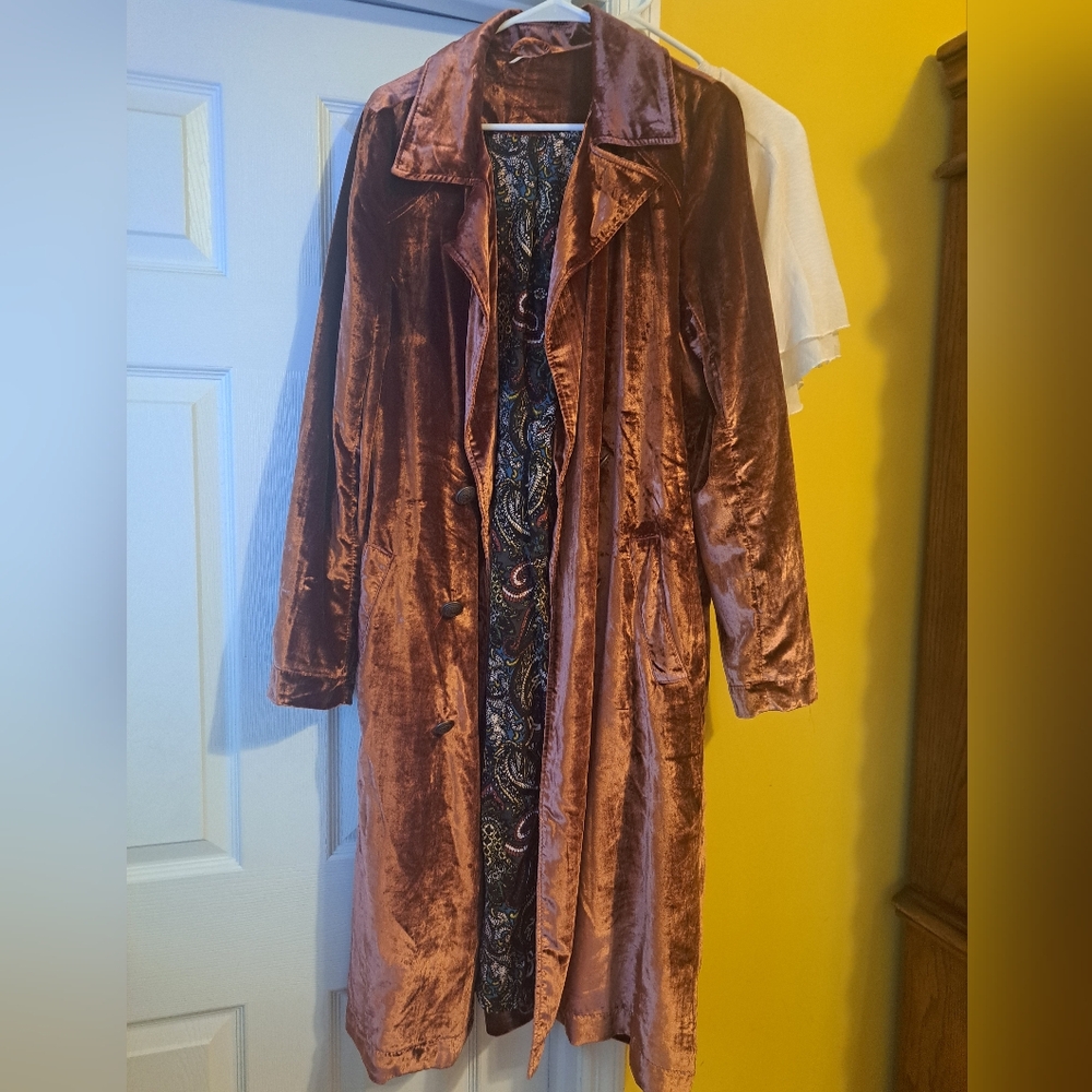 Free People Dahlia Velvet Coat Duster in Rich Wine Color